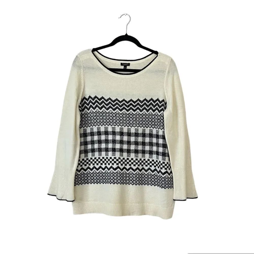 Talbots Wool Blend Geometric Print Crew Neck Sweater Size 1XP